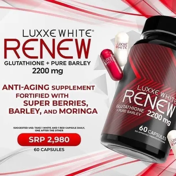 30 CAPSULES REPACKED- LUXXE WHITE RENEW pure barley+ glutathione and  collagen healthcare&beauty supplement