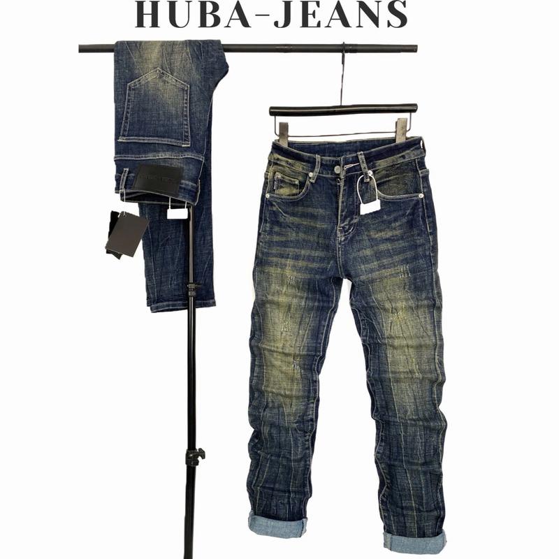HUBA JEANS Quần Jean Nam Dài Bigsize Phom Ôm Ống Côn Phun Màu Vàng Thời Trang Menswear Pants Có Túi Denim Slimfit Thoải Mái Cho Nam Hiện Đại