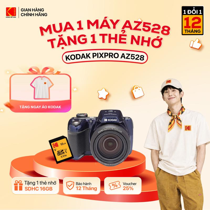 Máy Ảnh Compact KODAK PIXPRO AZ528 Dᶖgital Camera with 52x Optical Zoom, Khẩu Độ 2.8f