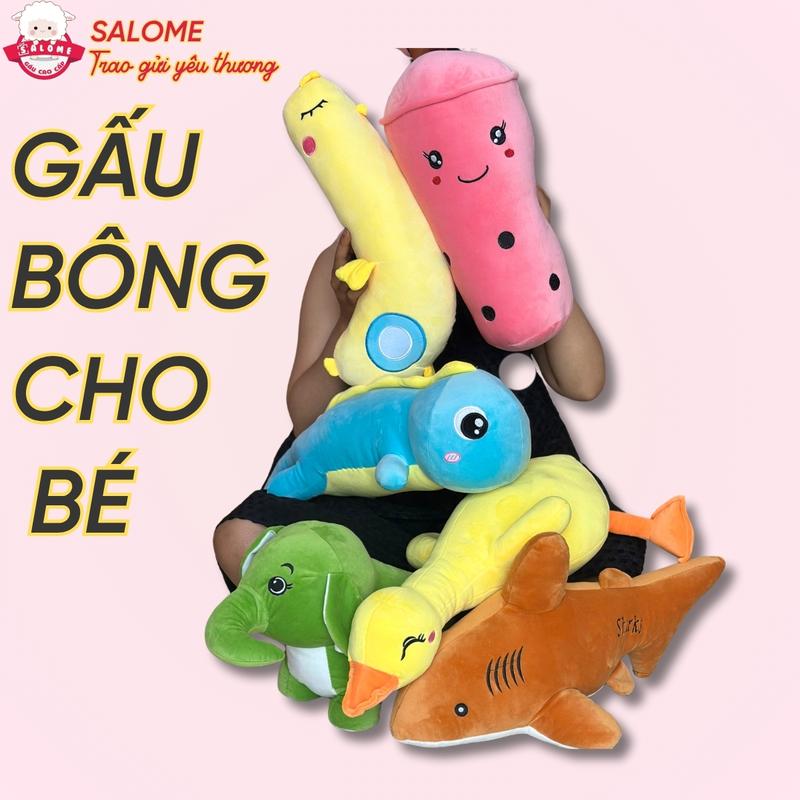 Gấu Bông Con Vịt Vàng Cá Mập Trà sữa Thằn Lằn Con Voi 50cm Gối Ôm Em Bé SALOME Thú Nhồi Bông