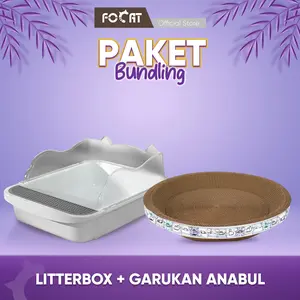 FOCAT [PAKET Litter Box + Garukan] Tempat Bak Pasir Kitten Kucing Anjing Toilet Hewan Dengan Pembatas Tinggi M61+M14