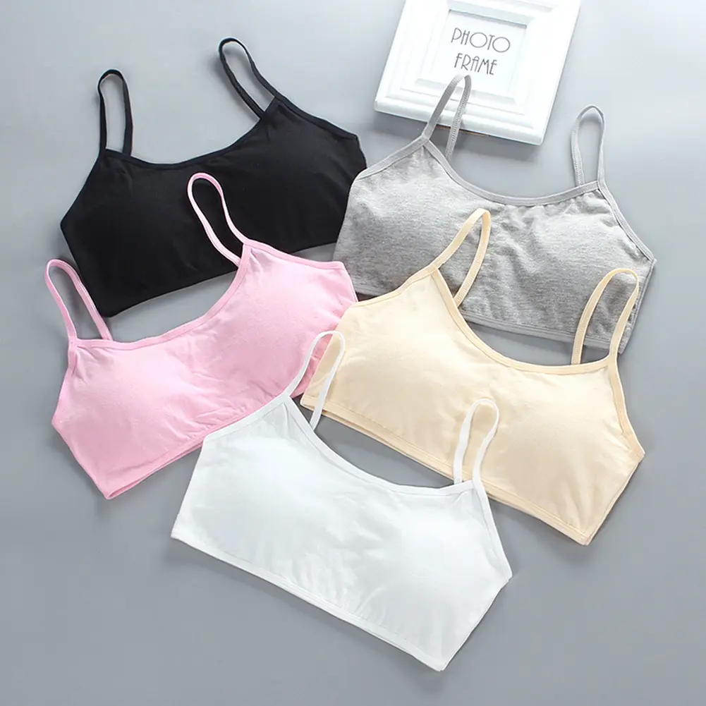 Double Crotch Design Teen Bra for Girls Sweat Absorbent Cotton Soft Children Underclothes 8-18 Years Adolescente Kids Underwears