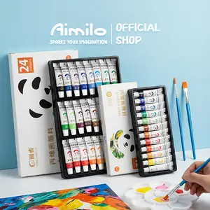 Aimilo - Cat Akrilik Set 12/24Warna Acrylic Paint Isi Palet & Kuas Cepat Kering Dan Halus