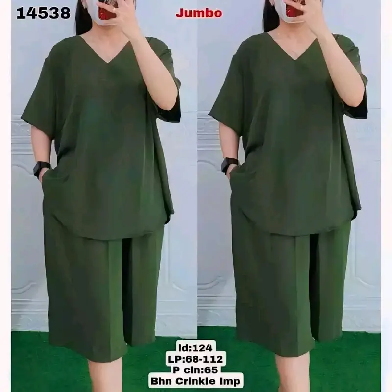 set crinkle wanita kekinian / setelan crinkle airflow viral 7/8 nyaman dipakai santai Celana karet 3