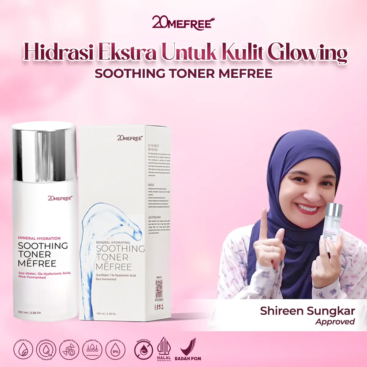 Soothing Toner Mefree - Extra Mineral Hydrating - Sea Water 13x Hyaluronic Acid Rice Fermented Toner Melembapkan Menghidrasi Penyegar Kulit Wajah dan Menyamarkan Bekas Jerawat serta Memperlambat Tanda Penuaan