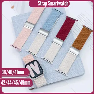 New strap for iwatch series 1 2 3 4 5 6 7 8 Ultra T800 Ultra HW22 W26 IWO iwatch 38mm 40mm 41mm 42mm 44mm 45mm Nylon Adjustable Elastic strap watch 8 Max Jam Accessories