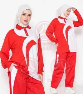 Setelan Olahraga Merah Putih Wanita dan Pria / Setelan Olahraga Senam Merah Putih