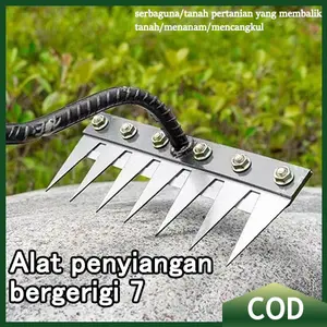 7/8 Gig Alat Pencabut Rumput Liar Baja karbon sedang Garden Cangkul Kebun 7/8 Gigi Weeding Garu Handheld Rake Pencabut Rumput Di