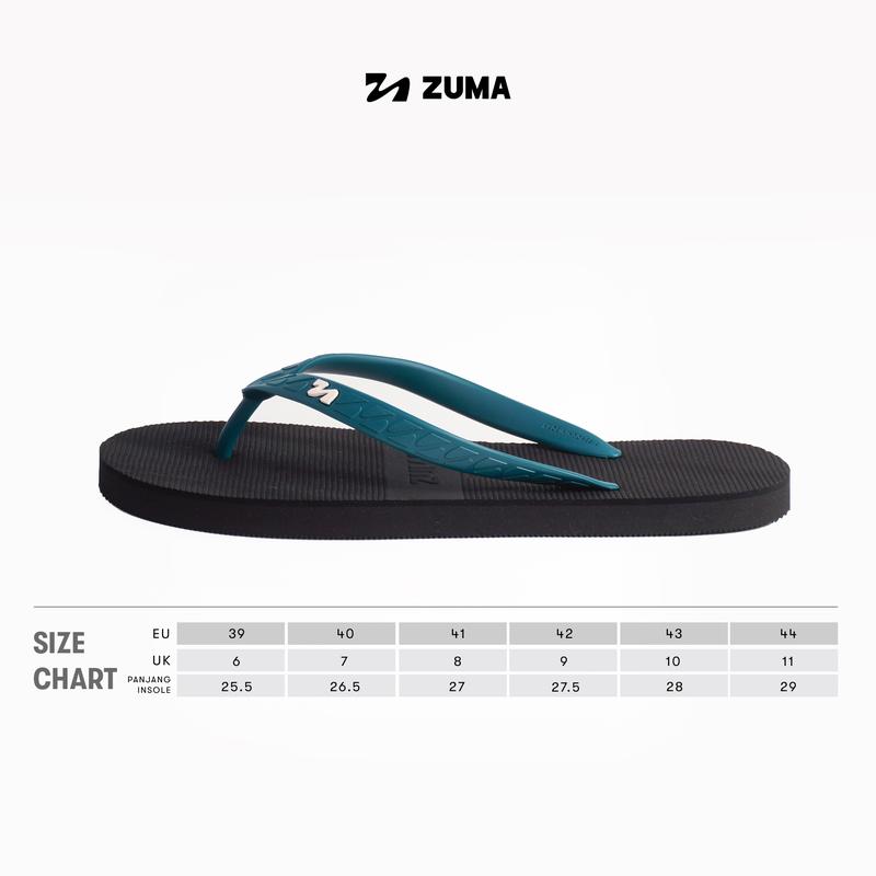 Zuma Men Classic 31 Black Turquoise, Sandal Jepit Pria Karet Polos, Hitam Pirus 5