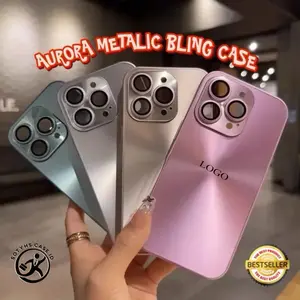 PREMIUM AURORA MATTE METALIC BLING CASE WITH LENSA PROTECTOR FOR IPH 11 12 13 14 15 16 17 PRO MAX PLUS AIR Protection
