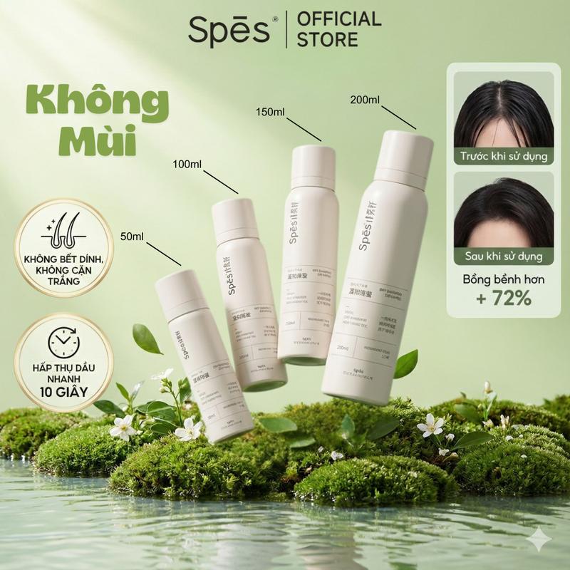  Dầu gội khô Không Mùi SPES dạng xịt tạo kiểu bồng bềnh hút dầu không bết dính giữ nếp 8h size 50 100 150 200ml 