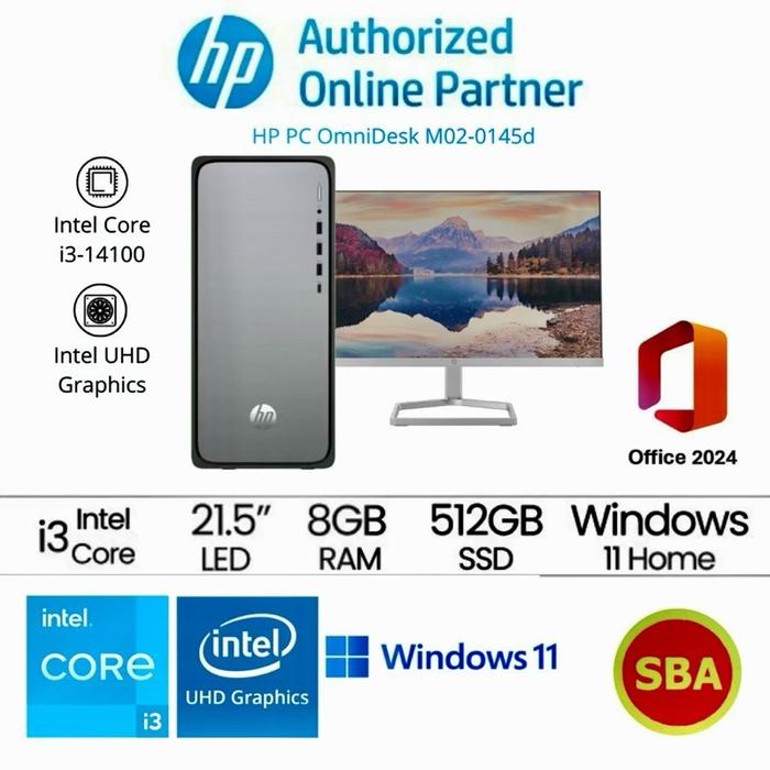 Jual HP OmniDesk M02-0145d B8SG1PA i3-14100 8GB 512GB Windows 11 Home ...