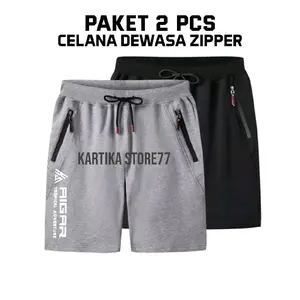 Celana Pendek Flecee Terry Dewasa Saku Zipper Fashion Top Seller Pria Wanita Santai Distro Unisex