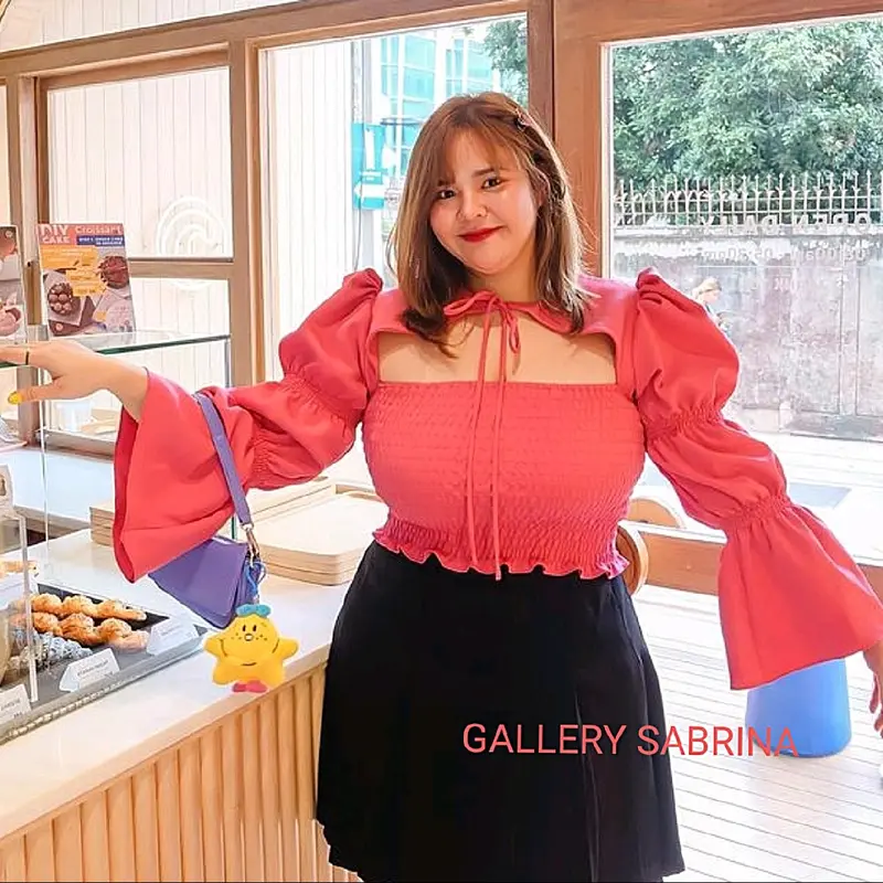 jean blouse sabrina jumbo // atasan sabrina kekinian 1
