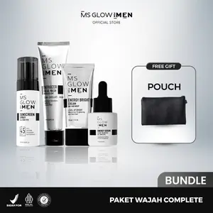 MS GLOW MEN Paket Bundle Facial Wash 100ML & Energy Serum 20ML Mencerahkan Perawatan Muka Berjerawat Berminyak Halal