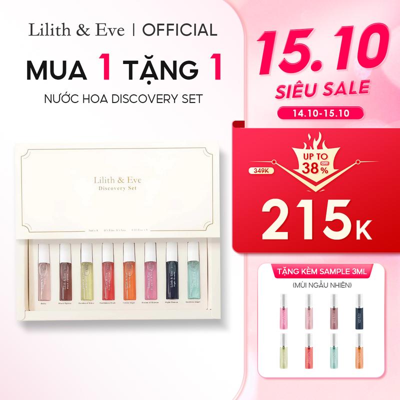 Discovery Set Nước Hoa Mini Lilith and Eve tinh dầu nước hoa lưu hương lâu cho body 3mlX8