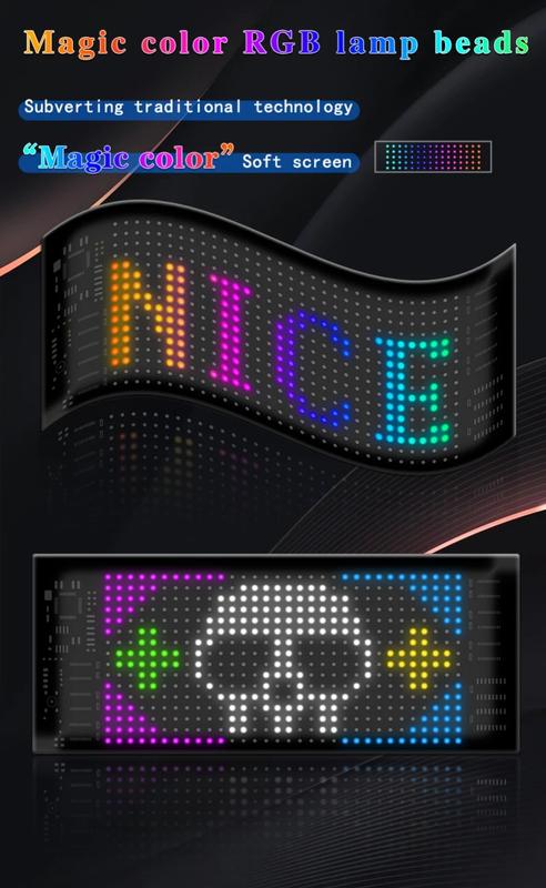 Product Introduction of Led Matrix Screen Panel RGB Color Flexible Display Screen Waterproof LED Module Light DIY APP Program Hat Word Scroll Display 11
