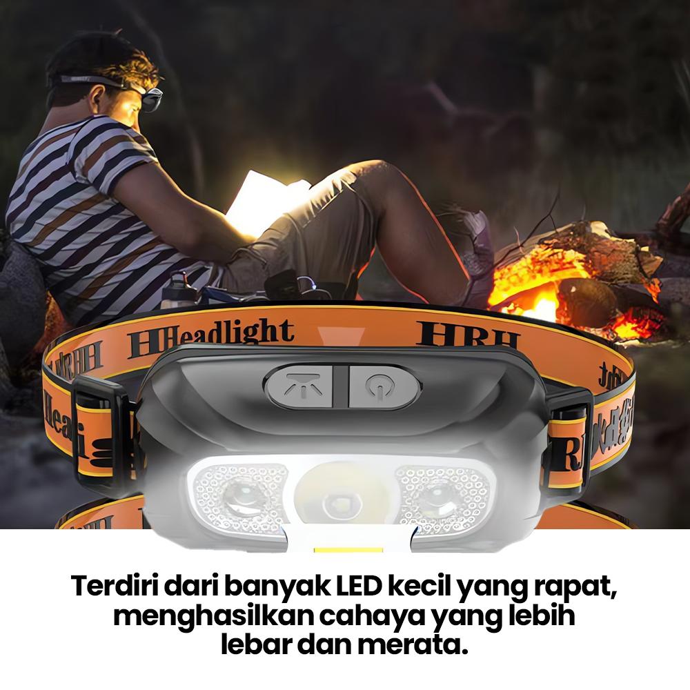 Senter ikat kepala isi ulang ultra terang dengan sensor cahaya intensitas tinggi, kecil dan portabel. Senter ikat kepala isi ulang ultra terang dengan sensor cahaya intensitas tinggi, kecil dan portabel.