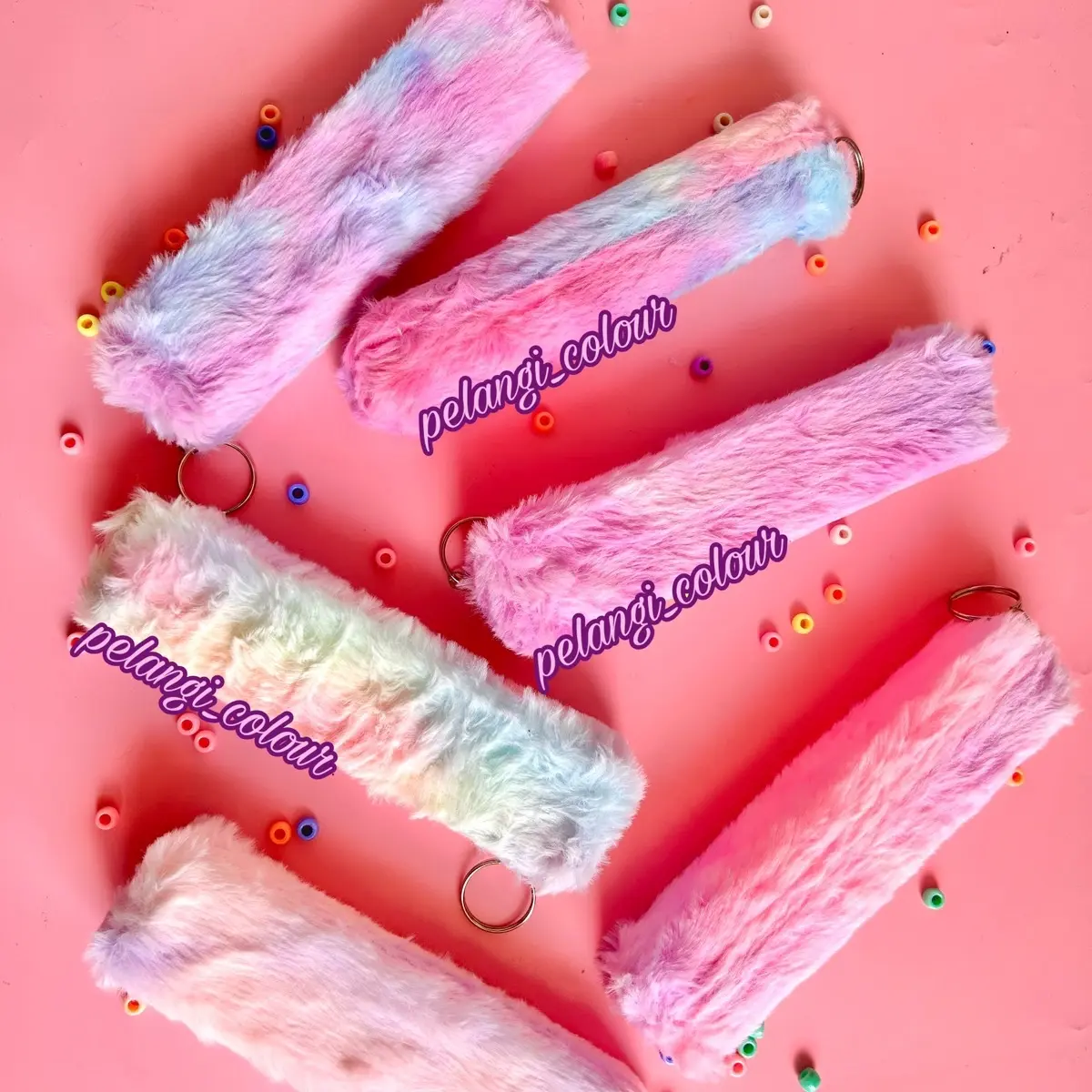 Tempat pensil bulu fluffy , Tempat pensil glitter