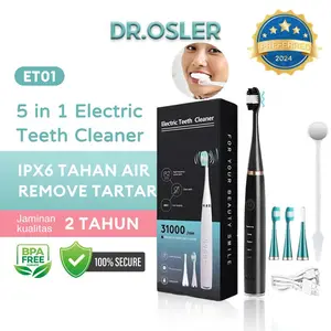 Dr.osler ET01 5Pcs/Set Smart Ultrasonic Sikat Gigi Mulut Elektrik 31000 RPM IPX6 Tahan Air BPA Free dengan 5 Mode & Kepala Dapat Dilepas