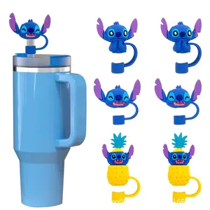 Serbaguna 1 PCS Silikon Karakter kartun lucu10mm Sedotan Plug DIY cangkir minum Silikon Dapat Digunakan Kembali Debu Cap