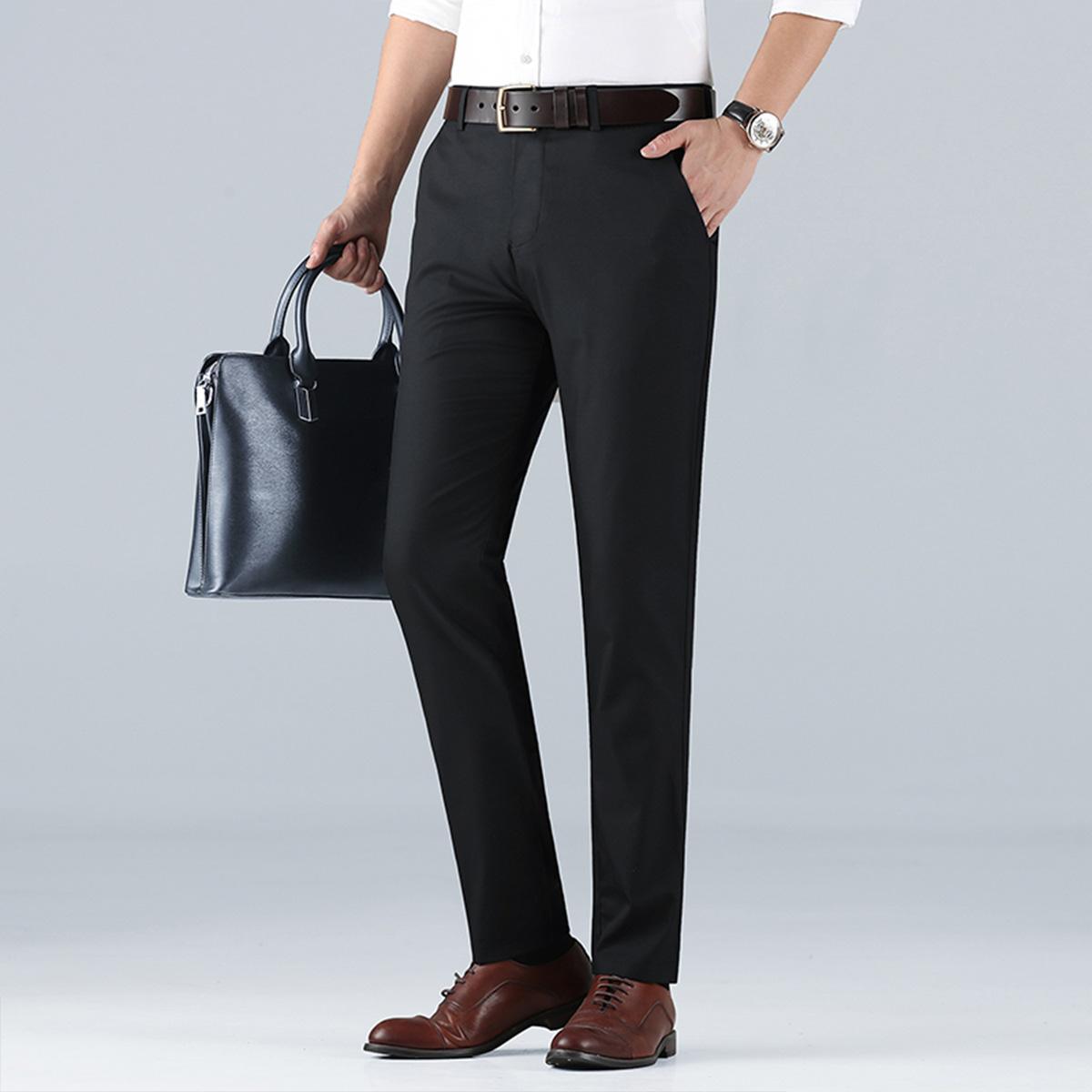 JOBON กางเกงสแล็คทรงกระบอกเล็กผ้ายืดได้เล็กน้อย เอวไม่ยืด