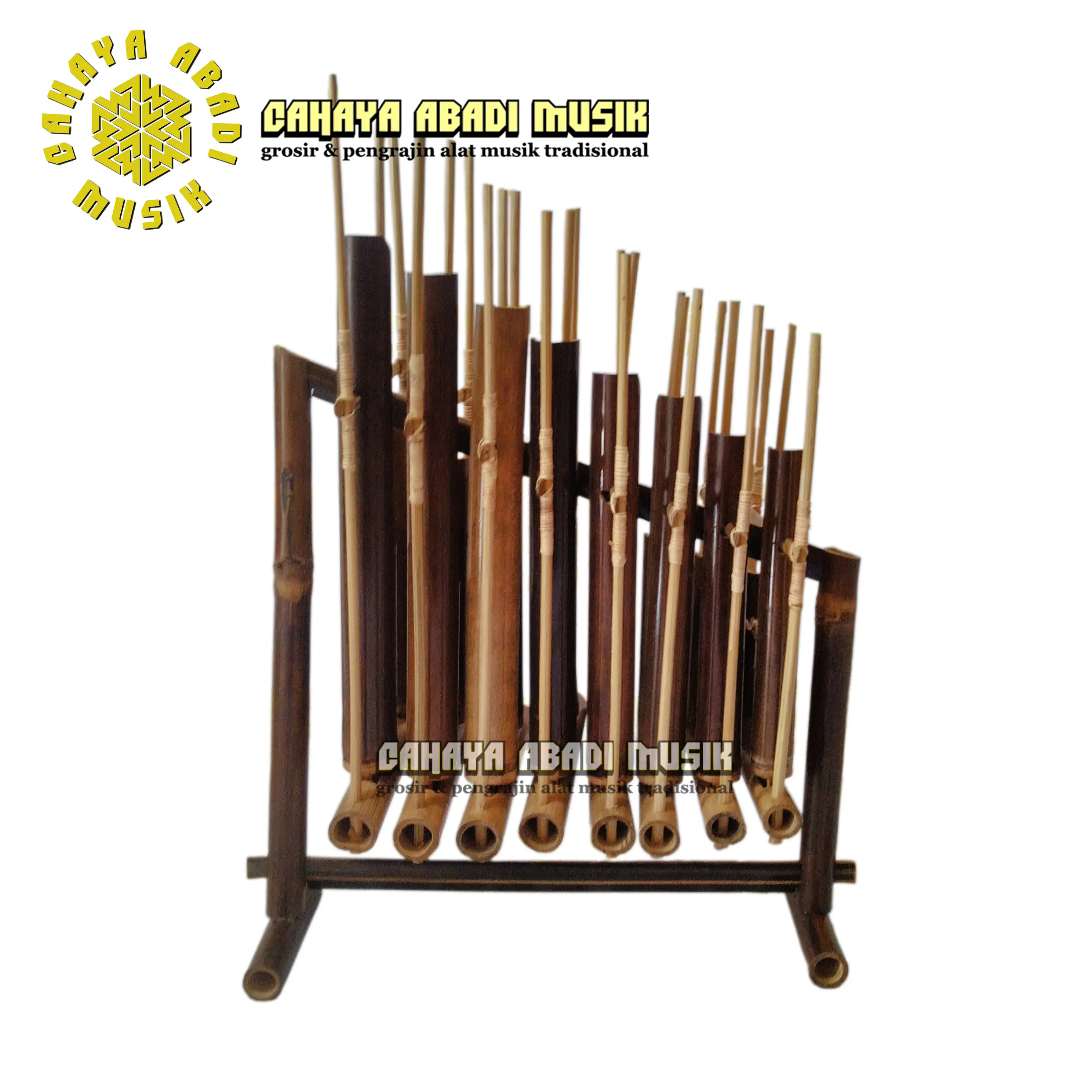angklung 8 nada 1 oktaf ukuran besar bambu tali & bambu hitam Anak