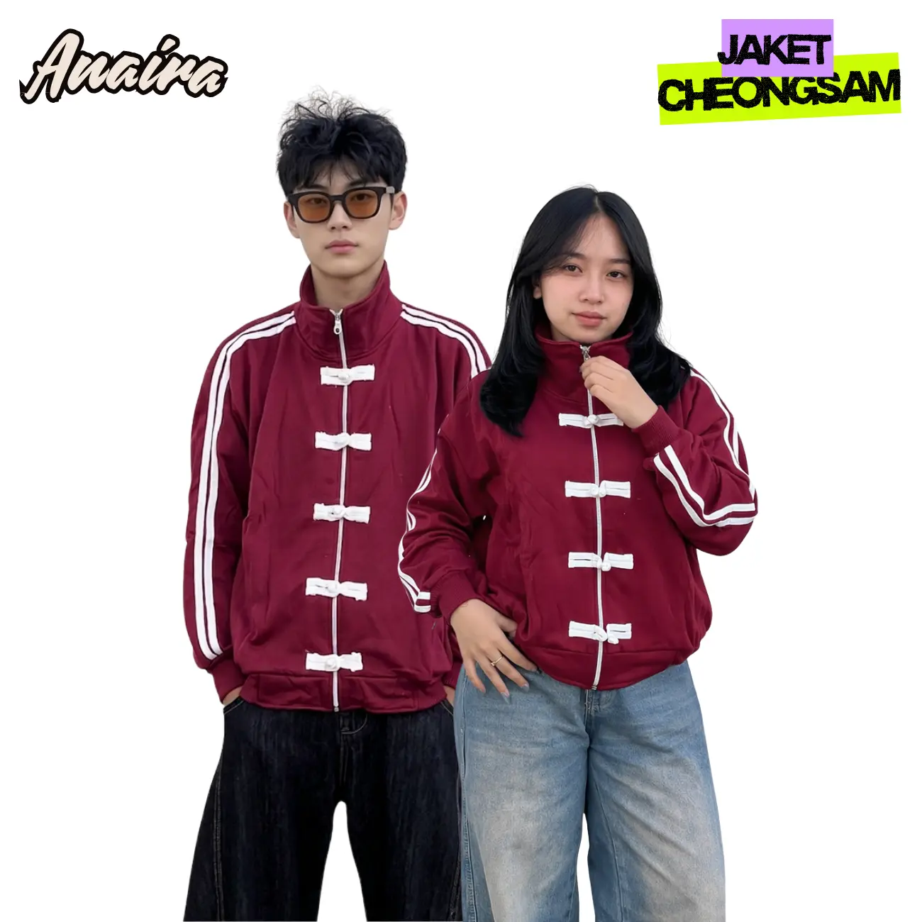 ANAIRA Jacket Cheongsam Sweater Casual Pria Wanita