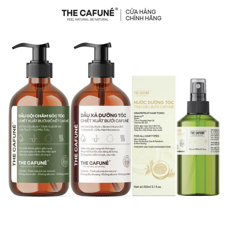 Combo Dầu Gội Bưởi, Bồ Kết, Dầu Xả The Cafuné 450ml Dưỡng Tóc Dầu Gội & Dầu Xả Không Chứa Paraben và Silicone