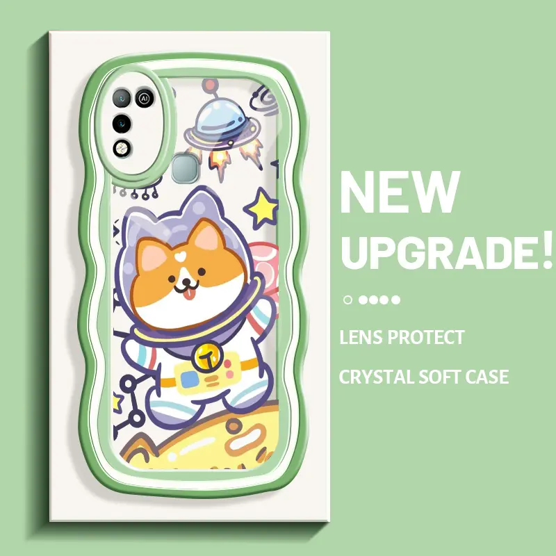 Casing Ponsel untuk Infinix Hot 10 Play Hot 11 Play Hot 9 Play Zero Ultra 5G Zero X Neo Zero 20 Casing lucu kartun astronot anjing HP berwarna-warni gelombang lembut bening wadah Telepon guncangan kreatif Cases
