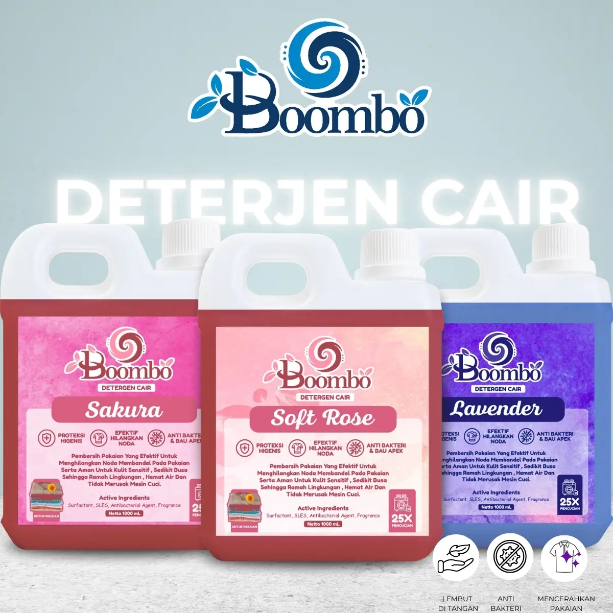 Deterjen Cair Pembersih Pakaian Penghilang Noda Detergent Liquid Boombo 1 L