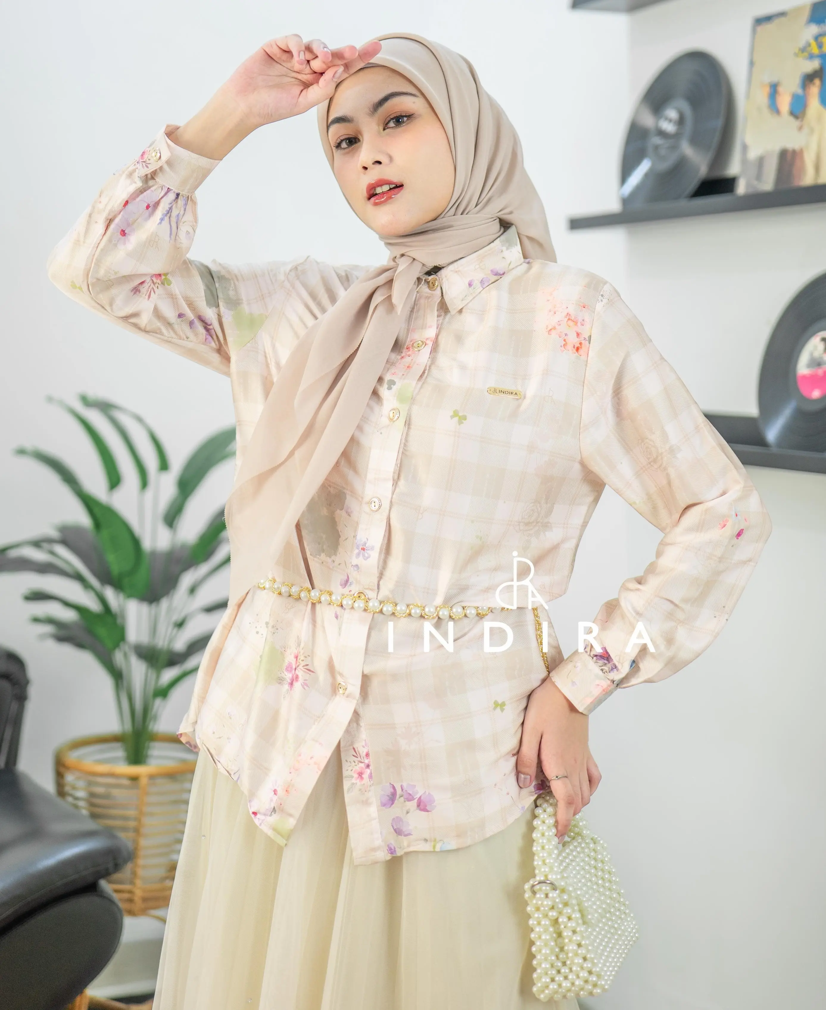 Blouse Blus kemeja silky silk motif printing terbaru premium by Indira
