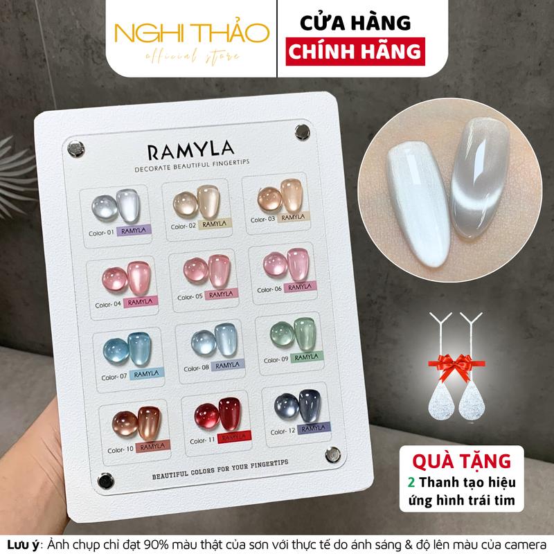 Set sơn gel mắt mèo cực quang RAMYLA 12 màu[Tặng thanh tạo mắt mèo trái tim]
