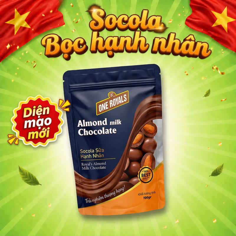 Socola Bọc Hạnh Nhân ONE ROYALS 100g – Vị Sữa Ngọt Ngào, Hạnh Nhân Giòn Bùi