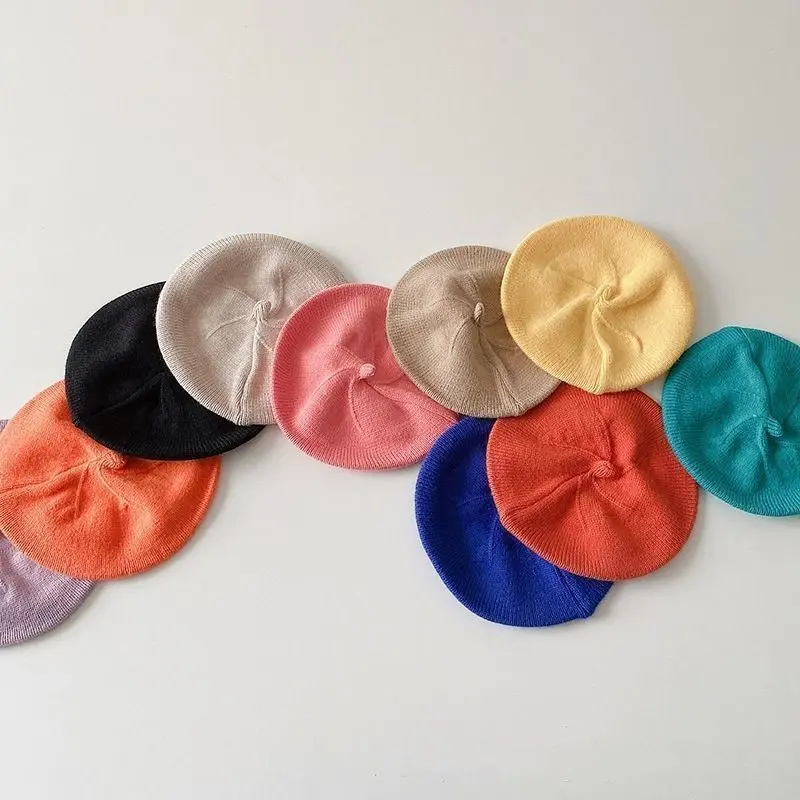 0-3 Thn | Topi Beret Bayi Anak Rajut Style Korea Wol Anak-Painter Autumn Winter Baret Berret Hat Polos Fashion Topi 1