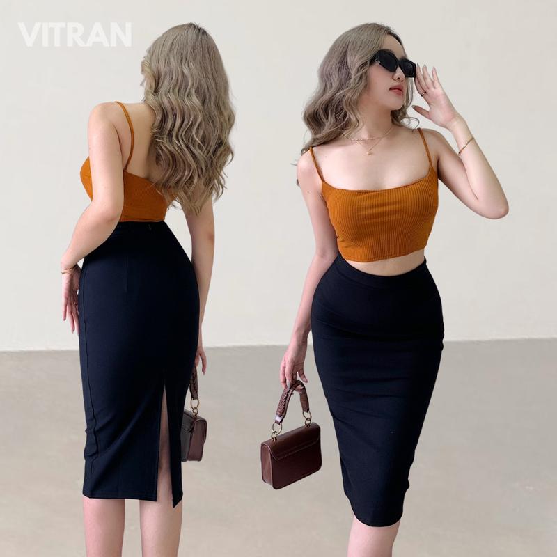  VITRAN BOUTIQUE Chân Váy Bút Chì Xẻ Sau Cơ Bản Đơn Giãn Basic Thun Cotton Dày Dặn Nữ Công Sở Chất Liệu Mềm Mại Phong Cách Sang Trọng Basic Cơ Bản Đơn Giản Minimal  CVBC  
