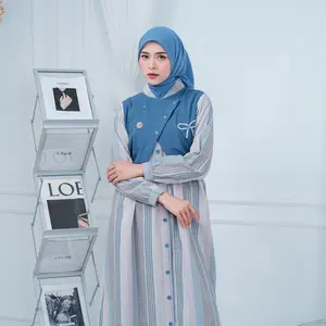 Gamis Wanita Dewasa Cotton Triset Motif Terbaru - Muslim, Dress  Katun Panjang Renda Nyaman Gamis Couple Motif Garis