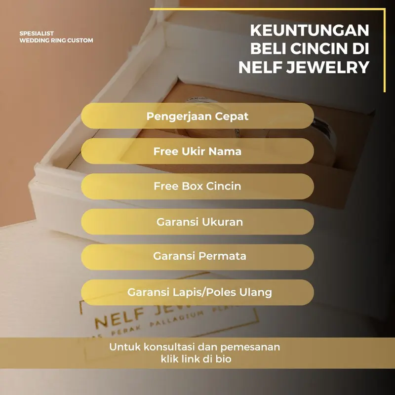 (BISA CUSTOM BAHAN PALLADIUM/PLATINUM/EMAS/PERAK) Cincin Kawin Tunangan Sterling Silver - N63 4