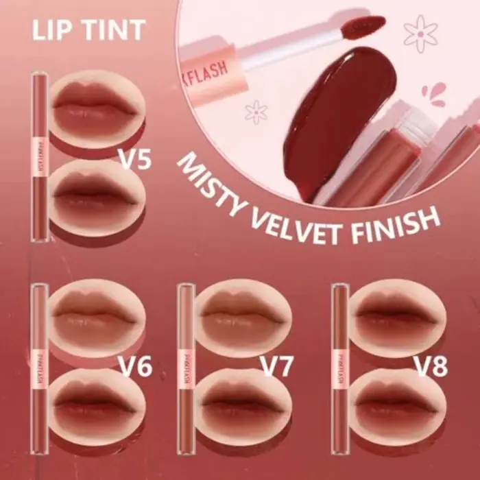 PINKFLASH 2 IN 1 Dual-ended Liquid Lipstik ombrelips Matte Velvet High Pigment Tahan lama Ombre 1