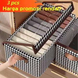 Kationik Storage Box dapat dilipat kotak penyimpanan Multifungsi Box Organizer kapas dan rami box storage Penyimpanan pakaian container box Rangka baja kotak penyimpanan  Kapasitas besar box baju