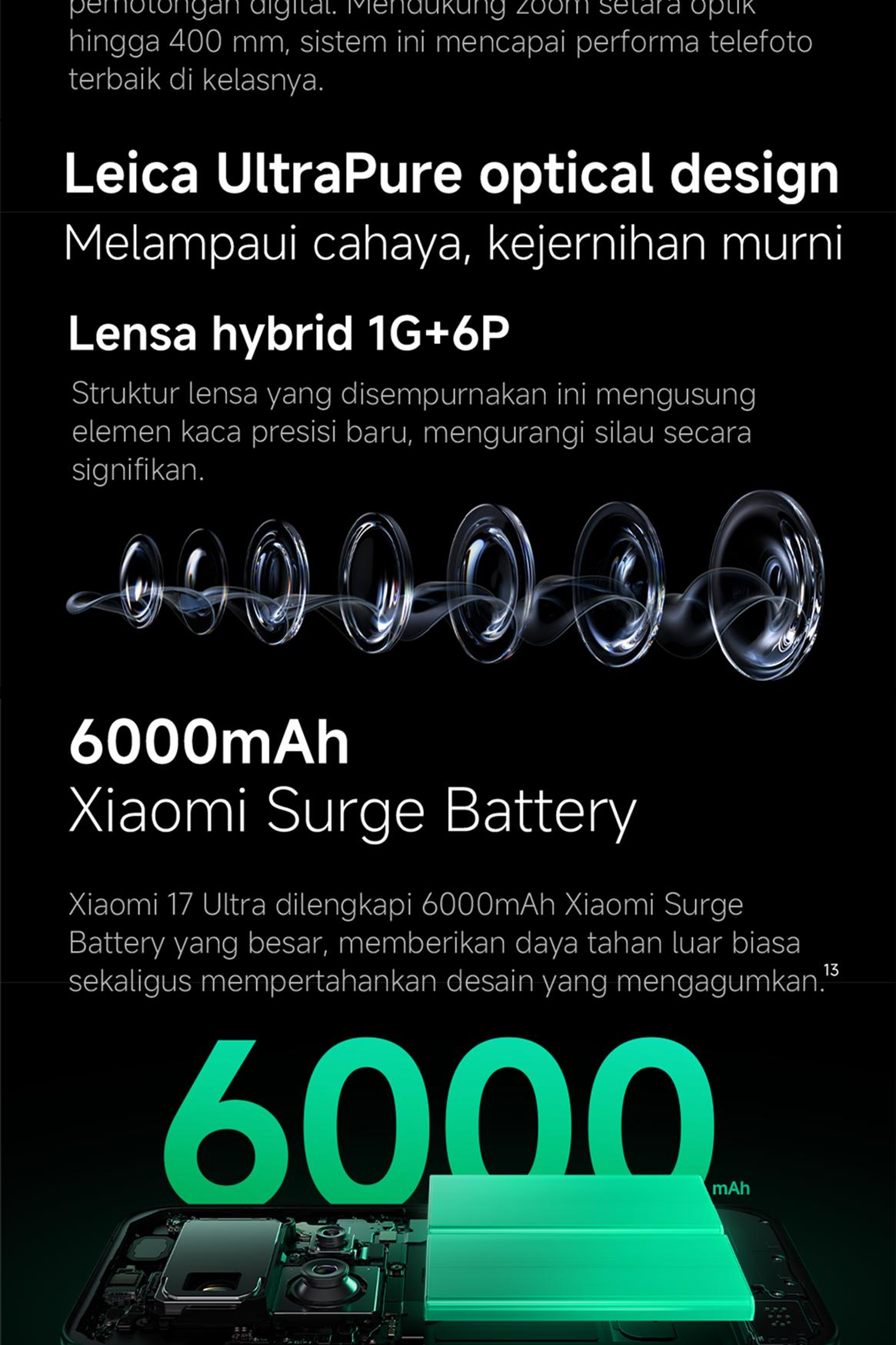 Xiaomi 17 Ultra (16GB/512GB) (16GB/1TB) Leica 200MP 75–100mm Telefoto | Kamera Ultra Dinamis 1 Inci Leica | Sistem Optik Leica UltraPure | Baterai Xiaomi Surge 6000mAh (typ) | Platform Mobile Snapdragon 8 Elite Gen 5  [Xiaomi Official Store]