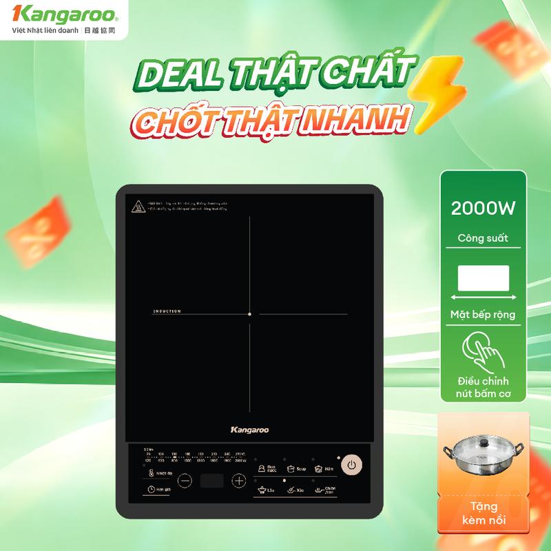 KGIC20S3ME | Bếp điện từ đơn Kangaroo - Công suất 2000W, mặt kính chịu lực, chịu nhiệt cao.