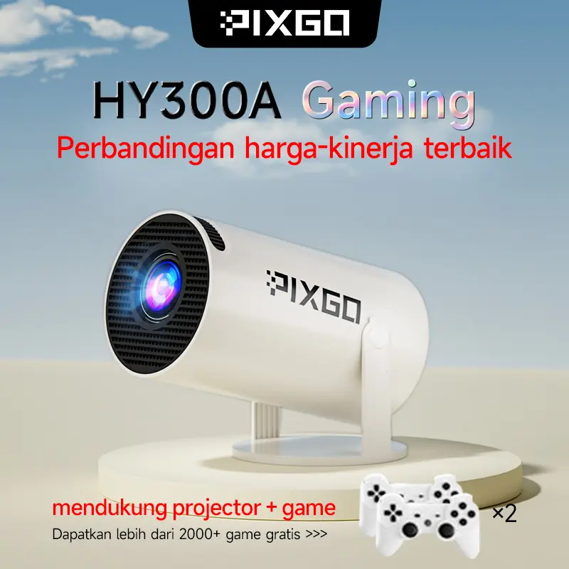 【PixGo Projector】PixGo HY300 Gaming- 200 ANSI 720P- Android 13.0 -Smart Portable Projector A0 Chip- Netflix Youtube Google Playstore- 4k Decoding- Miracast&Bluetooth- Joystick Gaming