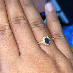 Cincin Sapphire Biru Titanium Gold Premium Anti Karat Anti Luntur