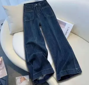 JeansHighwaist- Celana Retro Jeans Wanita Model Kulot Retro Warna Biru skena hijau lulu baggy Denim Kaki Santai Panjang Vintage Loose outfits retro baggy jeans chic outfit gombrong wide leg jeans clear waist oufit ootd cute pants straigh low rise yoyo