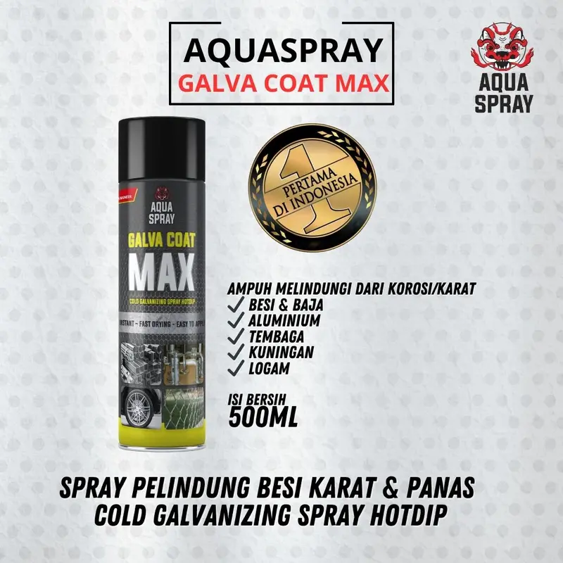 Aquaspray - Galva Coat Max - Cold Zinc Galvanizing Spray Hotdip - Cat Galvanis / Cat Anti Karat (1pcs) Besi Baja Seng 0