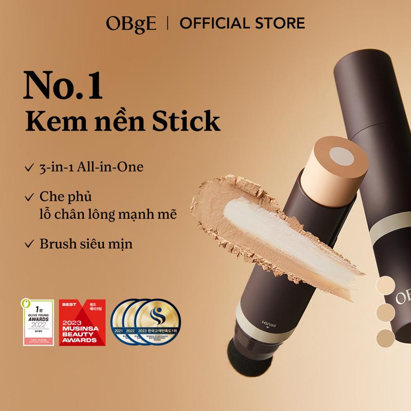 Kem Nền Thỏi Natural Cover Foundation 13g SPF50+ PA++++ 3 Trong 1 Che Phủ Lỗ Chân Lông, Kiềm Dầu, Kèm Cọ Tán