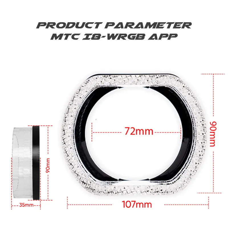Shroud Matrix 5D Akrilik Motorcycle I8-O-WRGB 2.5 Inch APP Bluetooth 210 Mode DC12V 5