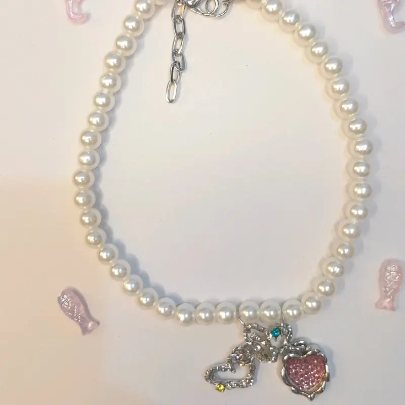 Kalung Kucing Cantik dan Lucu dengan Manik Mutiara 7