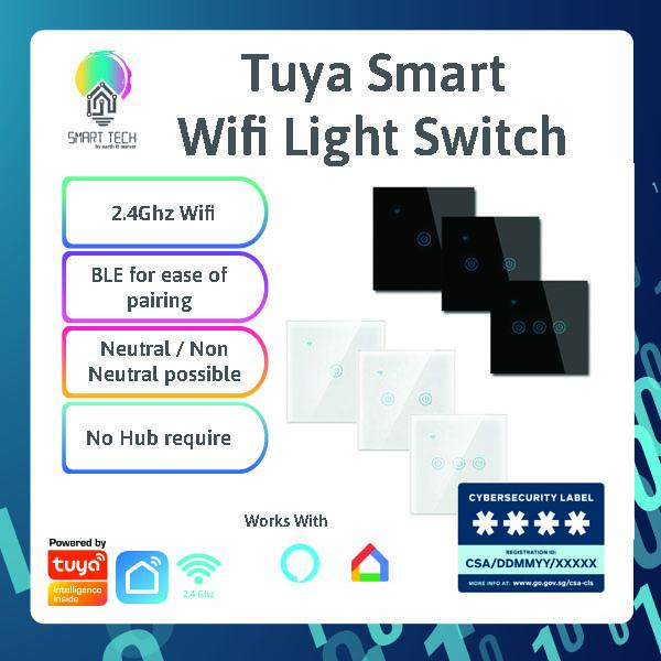 Smart Tech WiFi Smart Switch / Tuya Switch / Smart Home / WIFI Light Switch / Neutral & NON Neutral version - CSA L1 Cyber Certified